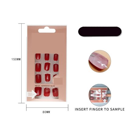 24 stk (rød) Negler Akryl Fransk Naken Kolleksjon, Breathtaki