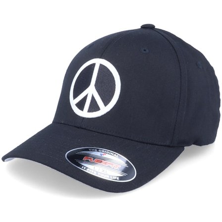 Iconic - Černá flexfit Kšiltovka - Peace Symbol Patch Black Flexfit @ Hatstore