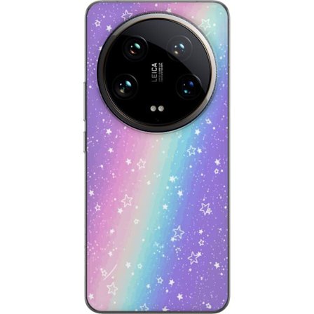 Kompatibel Mobilcover til Xiaomi 14 Ultra Rainbow-farvet pastelbaggrund med hvide stjerner og glitrende prikker i blød overgang