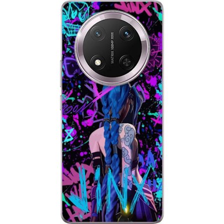 Yhteensopiva Puhelinkuori Honor Honor Magic7 Lite Värikäs graffitipiirustus, jossa on sinipäinen hahmo urbaanissa katutaidetyylissä