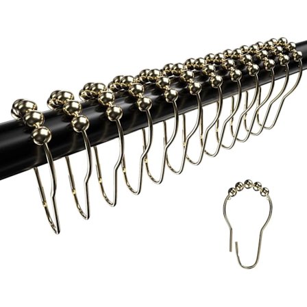 12 st duschdraperikrokar i plast, dubbla duschdraperiringar