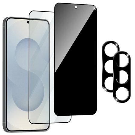 2-Pack Samsung S25 Plus Skärmskydd (1 Privacy + 1 Klar) & 2-Pack linsskydd - Härdat Glas 9H - Super kvalitet 3D