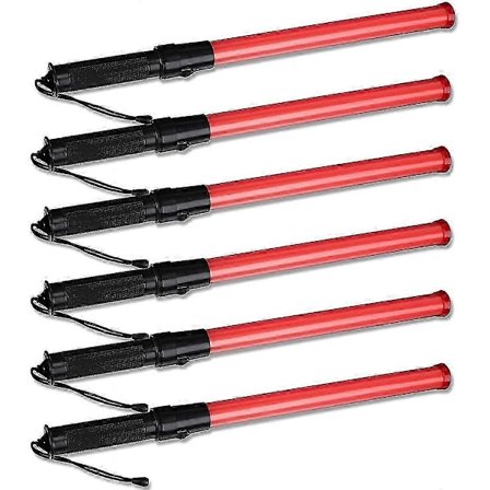 6 stk. 41 cm Signal Trafikstav Trafikstav Lysende LED Trafik med 2 Blinkende Mønstre