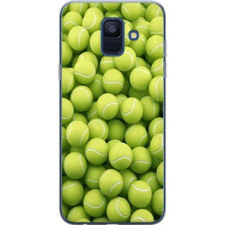 Kompatibel Mobilcover til Samsung Samsung Galaxy A6 (2018) Mønster af grønne tennisbolde i høj detalje, sporty motiv med gentagende tekstur og stæ
