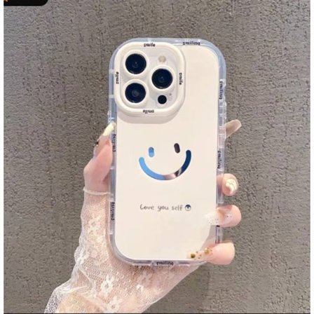 Sopii iPhone-puhelimen kuoreen, jossa on vaaleanpunainen parantava hymynaama, korkealaatuinen yksinkertainen persoonallinen luova putoamista estävä 