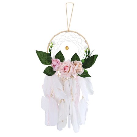 Hemträdgårdsdekoration Väggmonterad fjäderdrömfångare Hänge Present med nattljus