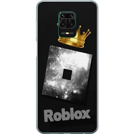 Kompatibel Mobilcover til Xiaomi Xiaomi Redmi Note 9 Pro Minimalistisk sort og sølvfarvet Roblox-symbol med gylden krone og luksuriøs gamer-æstetik