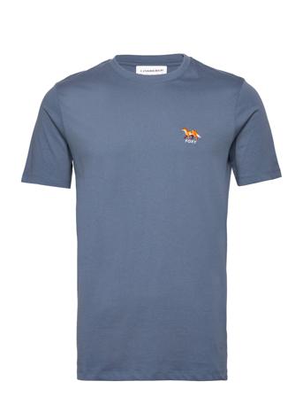 Embroidery Tee S/S T-shirts Short-sleeved Blå Lindbergh*Betinget Tilbud