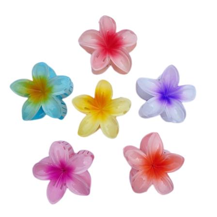 6 st Imitation Bauhinia Blomster Grab Clip, Plumeria Blomster Hårnål Bad Hår Grab Platta Hårnål Hår Tillbehör, Lila Lyckosam