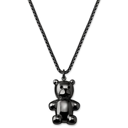 Egan | Collier à maille vénitienne avec pendentif ours en peluche en acier inoxydable gris anthracite pour hommes - Chaînes en acier