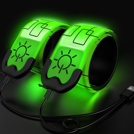 Löpararmband 2-pack Löplampa för Löpare Uppladdningsbar Reflekterande Löputrustning Ljus Armband Hög Synlighet LED Armband Ljusgrön