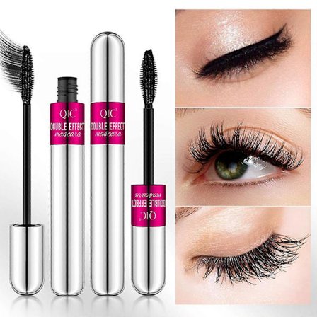 Mascara 2 I 1 Mascara 5X Längre Kosmetika Kompatibel med Naturlig Förlängning och Förtjockning Ingen Klumpbildning 4D Silk Fiber Mascara Rea