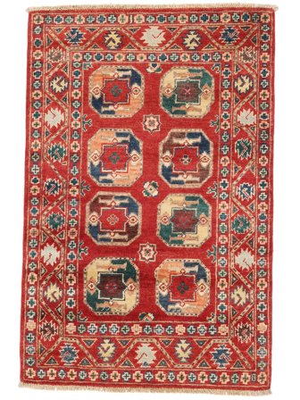 Kazak Fine Vloerkleed 79X122 Donkerrood/Bruin Wol