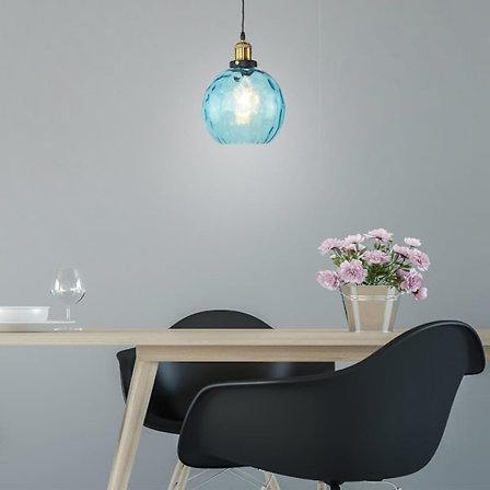 1-lys Moderne Restaurant Blå Glass Hengelampe 20cm