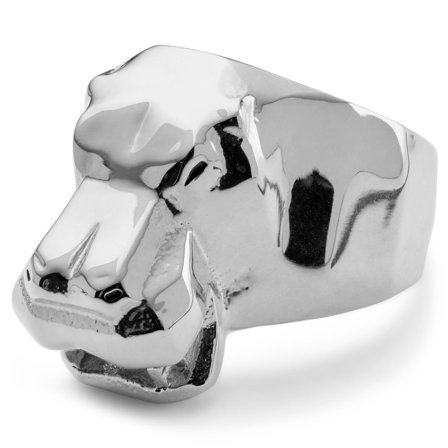 Mack Silver-Tone Hippo Ring for Men - Steel rings