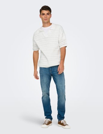 ONLY & SONS Onsgrayson Ds 5 Chochet Polo Knit Noos - White - S