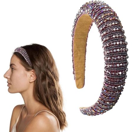 1 st Hårband Mode Vadderade Hårband Pärlstav Kristall Juvelprydda Glittriga Hårband Svart Bling Hårbygel