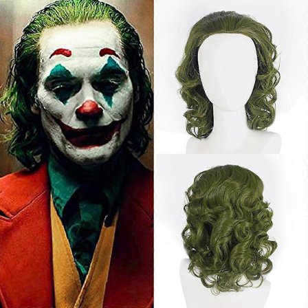 Voksen Mænd Joker Paryk Halloween Cosplay Kort Bølget Hår Grøn (FMY)