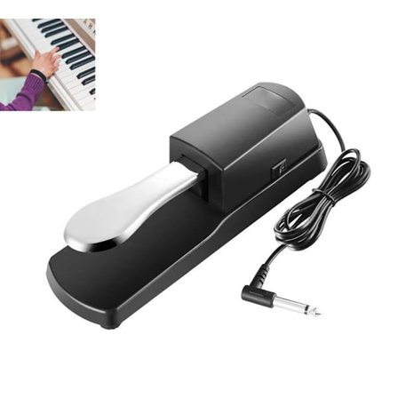 Sustainpedal - Universell pianopedal - m/ polaritetsbryter - 1/4'' (6,35 mm) inngang
