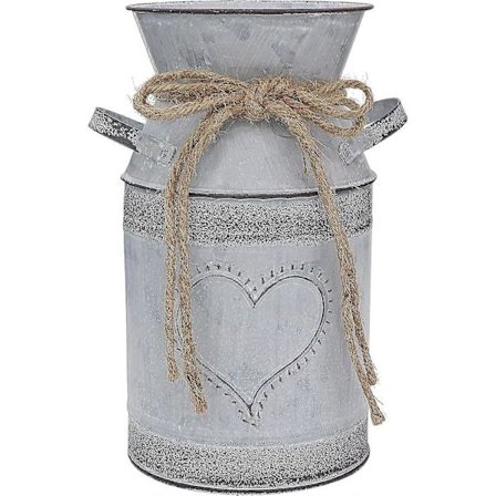 1 STK Metal Shabby Chic Blomstervase Rustik Krukke Vase Vintage Grå Vase til Blomster med Hjerteformet Design