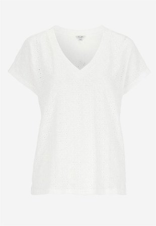 Cellbes of Sweden - Jerseytopp med hullbroderi i hvit for damer i størrelse 42/44