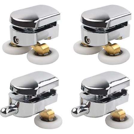 Brusevægsrulle, 4 Dobbelte Brusevægsruller Til Brusevægskab Til 14mm Glashul Hy