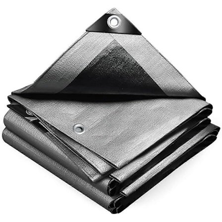 Skyddande presenning av polyeten, extremt tung och resistent vattentät presenning belagd på båda sidor, vattentätt aluminiumskydd 3x5m