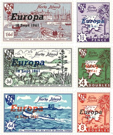 Herm Island 1961 - Europa overtryk 6 mærker - Postfrisk