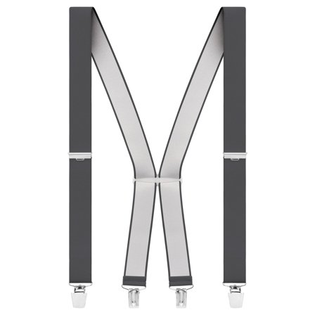 Bretelle a clip in tinta unita color grafite per uomini - Bretelle con clip