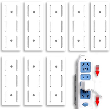 8 stk. selvklæbende stikdåseholder - bordstikholder
