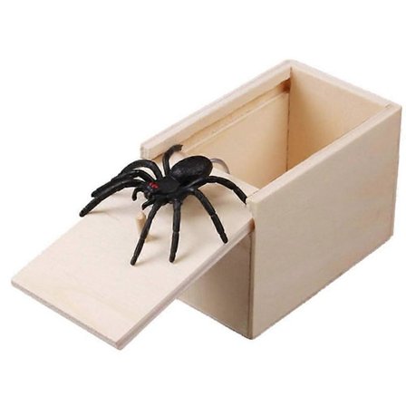 Original Spider Scare Prank Box, Håndlaget Morsom Spøk Scarebox Leketøy, Hilarious Wooden Scare Box, Praktisk Leketøy Prank for Barn Voksne (Fww)