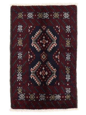 Belutsch Teppich 62X95 Schwarz/Braun Wolle, Persien/Iran