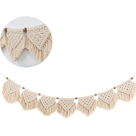 Macramé vægophæng Håndlavet Vævet Tapet Bomuld Hæklet Garland Banner Håndvævet Kvaster Banner Kunst Dekoration til Hjem Stue Soveværelse