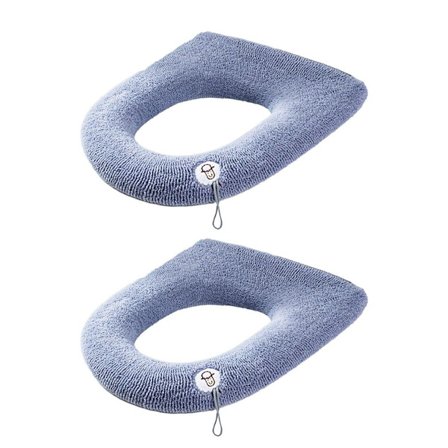 Vinterfortykket varmt toiletlåg strikket vaskbart plys blåt