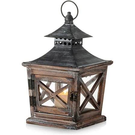 Dekorativa ljuslyktor i trä, 26 cm hög rustik hängande ljusstake