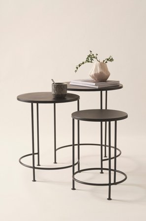 Jotex - Sidebord 3-pk Black mdf / metall - DESTIN - Kjøp Sidebord & småbord hos Jotex