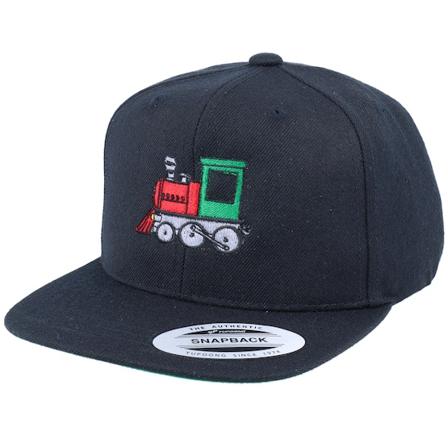 Kiddo Cap - Zwart snapback Cap - Kids Train Steam Locomotive Black Snapback @ Hatstore