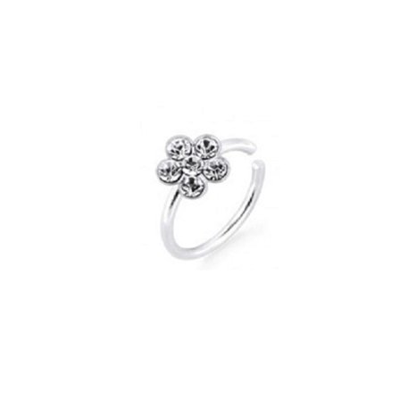 1 Blomformad Piercing ring i 925 sterling silver med 6 vita CZ