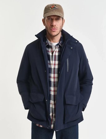 GANT Double Mid Length Jacket - Navy - XXL