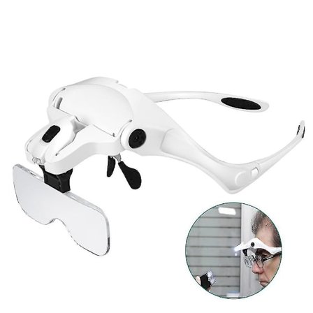 Forstørrelsesglass Hodebåndsforstørrelsesglass Briller Med 2 LED-lys 5 Linser
