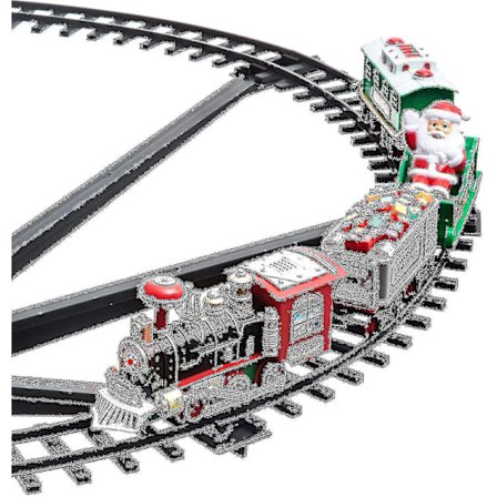 Zk-juletog i midten av juletreet 258051 Batteridrevet tog, 33 lys, julemelodi, julepynt Toget vil