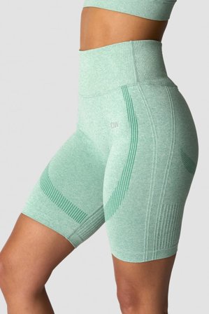 ICANIWILL - Soft Seamless Biker Shorts Wmn Light Green Melange - Dame - ICIW