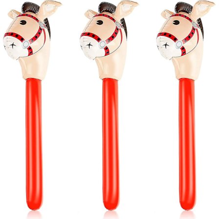 3 stk Oppblåsbare Pinnehester Oppblåsbar Hestehode Pinne For Temafest Dekorasjon, 37 Tommer