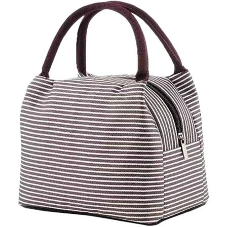 Lunchpåse Organizer för kontoret Lunchkylare med dragkedja Vikbar lunchväska, återanvändbar isolerad lunchhållare (brun 1 st)-Glad