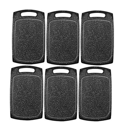 Frokostbrettsett med 6 skjærebrett Optisk grå, uten spor og håndtak, Plast brødbrett