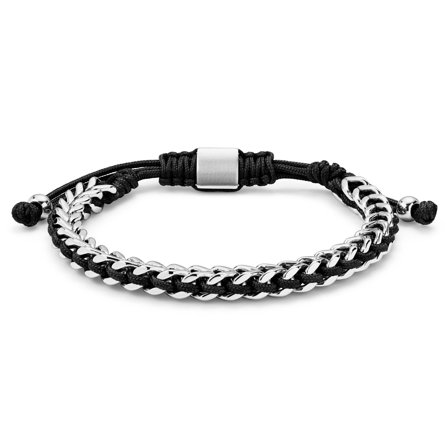 Bracelet en acier inoxydable et nylon noir pour hommes - Bracelets en acier