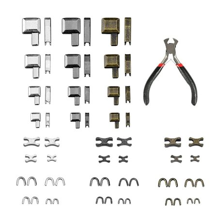 61 stk. lynlåsreparationssæt, udskiftning af metal lynlåsskydere