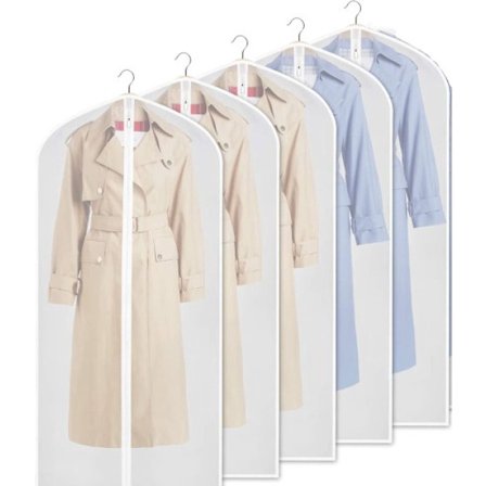 5-osainen PEVA-vaatesuoja - vetoketjullinen vaatepussi - 60 x 140 cm