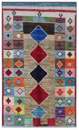 Moroccan Berber - Afghanistan Hand Knotted 111X191 Rug Dark Red/Dark Grey Afghanistan