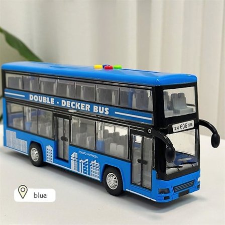 Stor legetøjsbus til børn med åben dør, modelsimulering, kan fortælle historier med lyd og lys, stor legetøjsbus Dobbelt lag blå